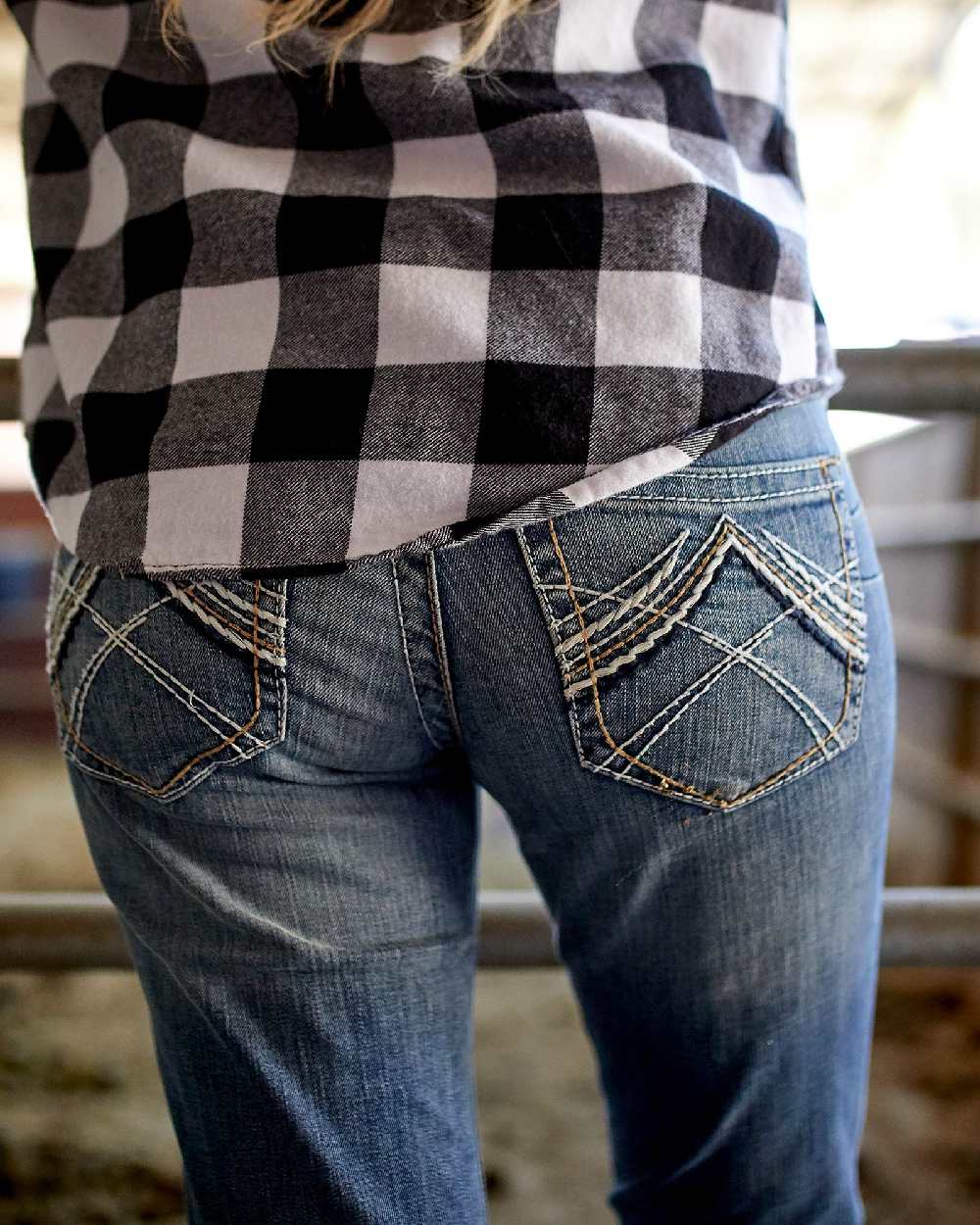 Ariat Womens Real Mid Rise Stretch Whipstitch Boot Cut Jeans